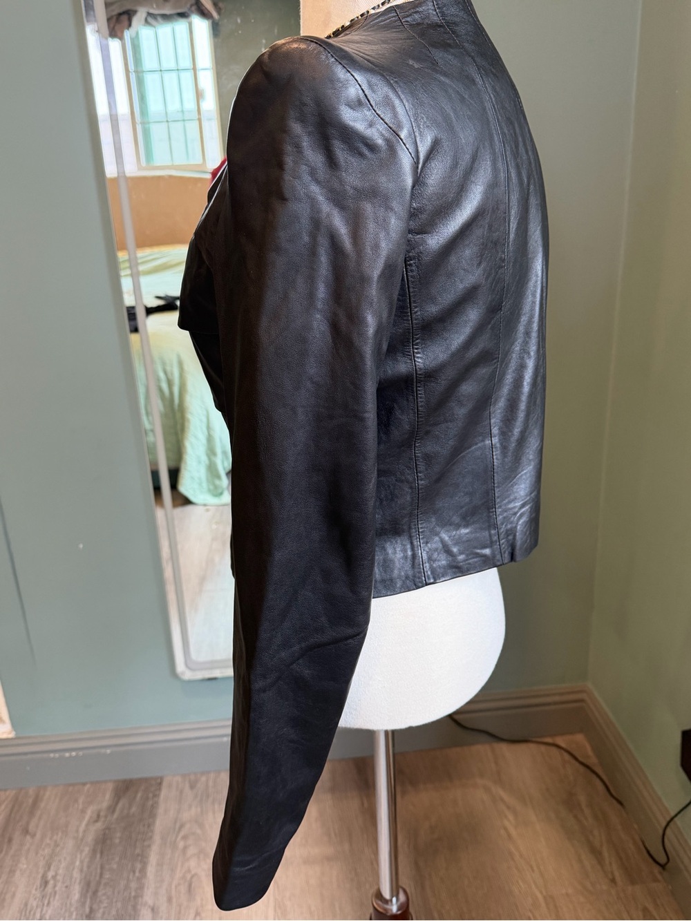 Vintage Genuine Lambskin Leather Jacket Soft Tailored Black Blazer Coat S - Picture 4 of 10